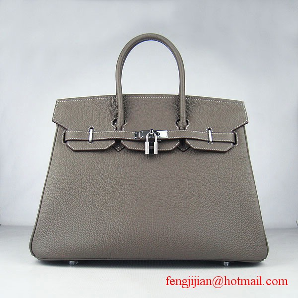 Hermes Birkin 35cm Tendon Veins Leather Bag Khaki Silver Hardware Hermes Birkin 35cm Tendon Veins Leather Bag Khaki Silver Hardware